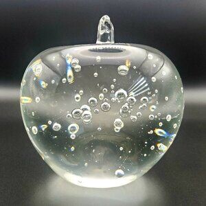 EXQUISITE Crystal Art Glass Apple Paperweight Large Weighty Collector's Gift